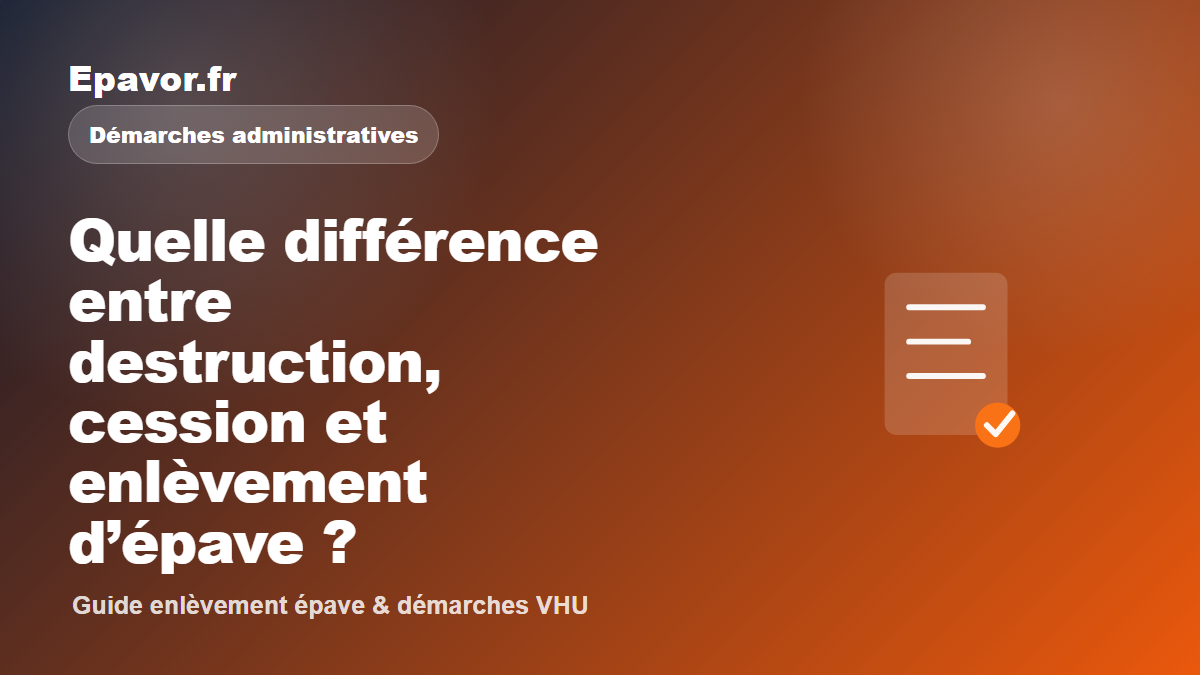 Quelle différence entre destruction, cession et enlèvement d’épave - guide Galaxie Auto pour véhicule hors d’usage